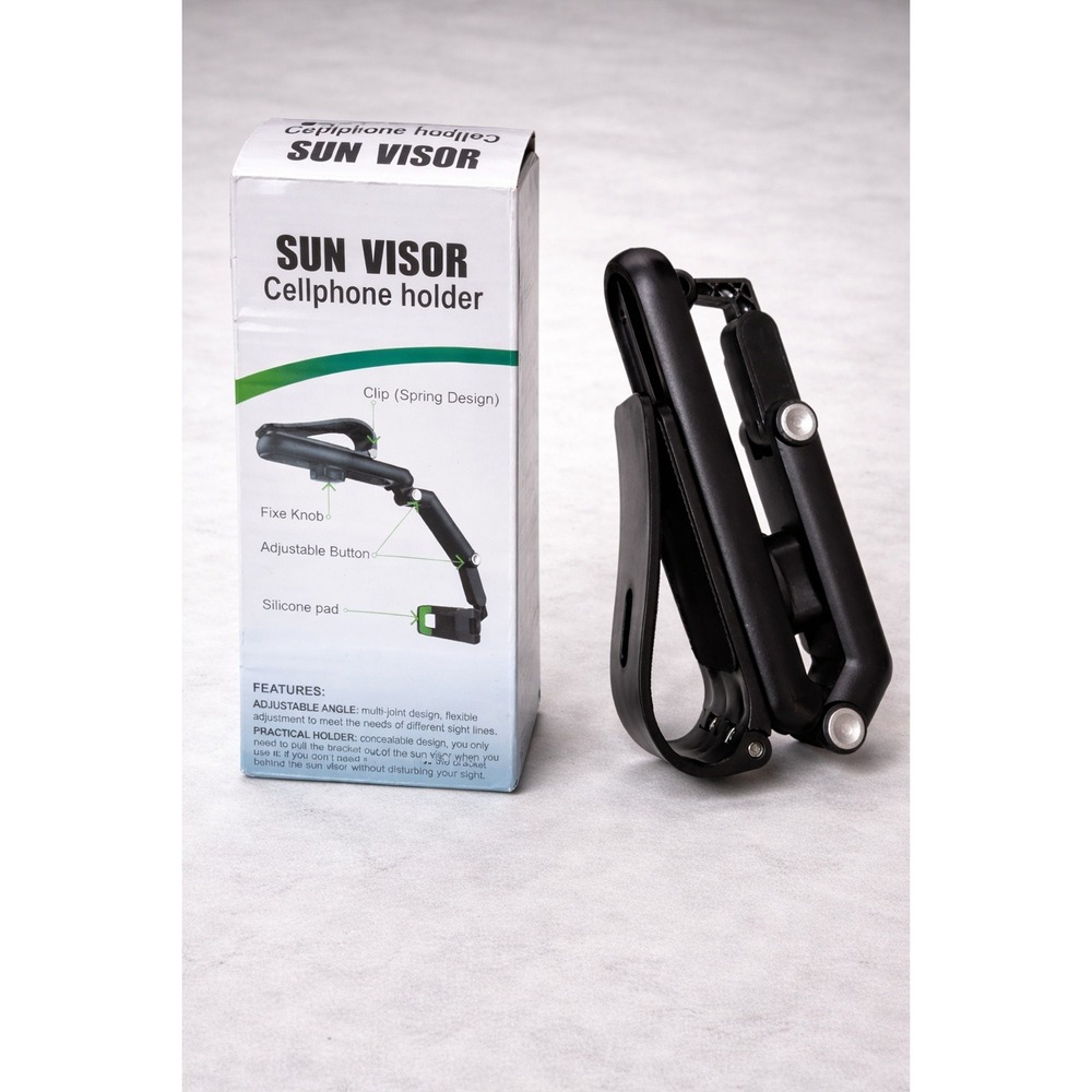 Sun Visor Cellphone Holder Universal Adjustable Foldable Car Mount Black  K1‎